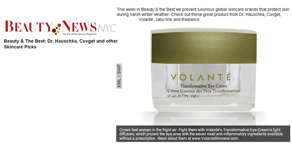 Beauty News NYC features VOLANTÉ Transformative Eye Crème